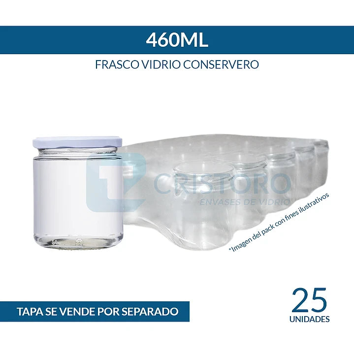 FRASCO VIDRIO CONSERVERO 460ml - PACK 25 UND.
