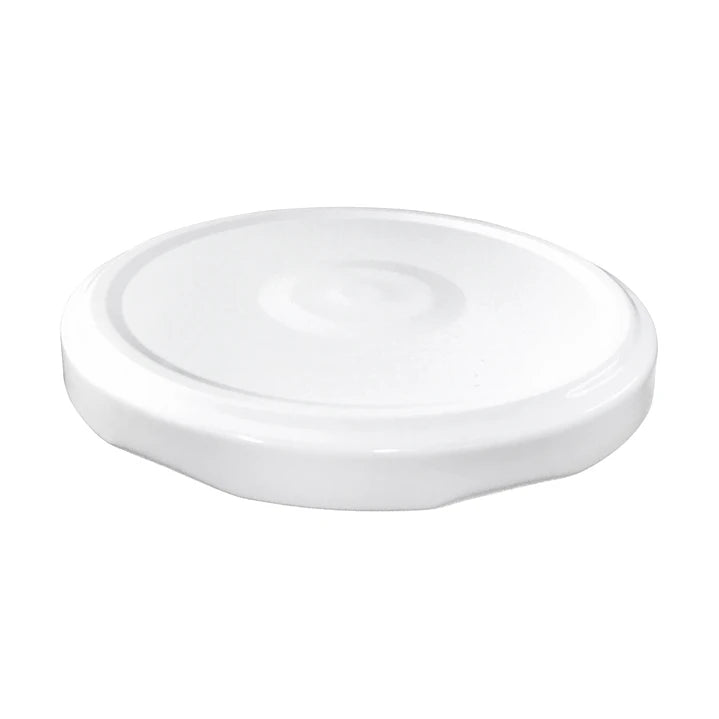 Tapa Metálica Blanca 82 mm con Botón