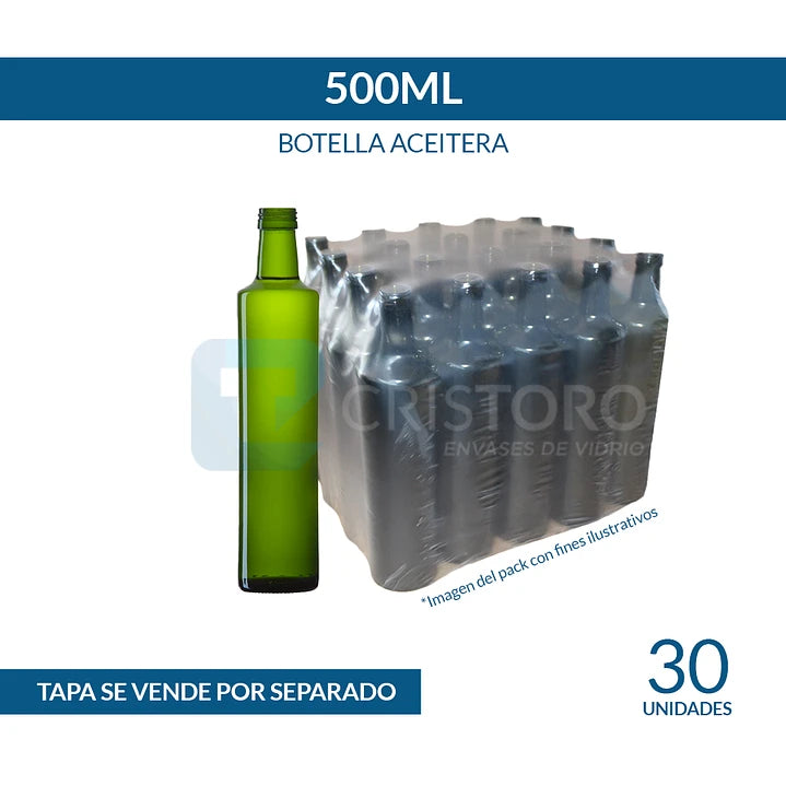 BOTELLA VIDRIO ACEITERA 500ml REAL - PACK 30 UND.