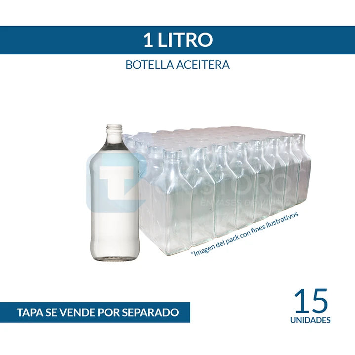 BOTELLA ACEITERA 1 Litro CILÍNDRICA - PACK 15 UND.