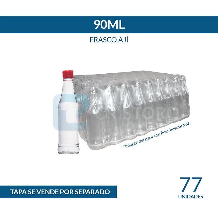 FRASCO VIDRIO AJI 90ml - PACK 72 UND.
