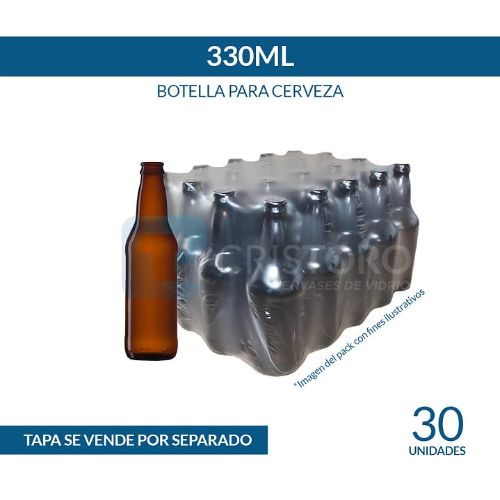 BOTELLA VIDRIO PARA CERVEZA 330ml GENÉRICA - PACK 30 UND.