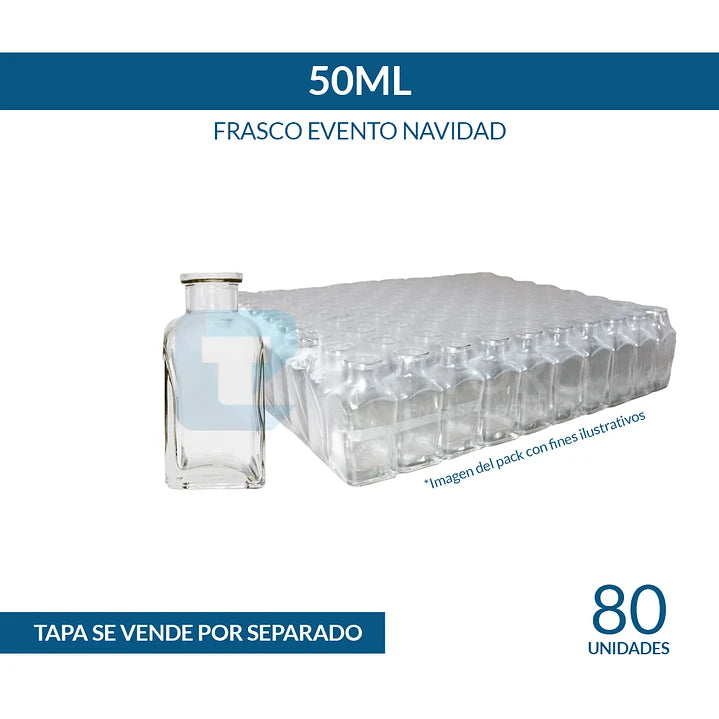 FRASCO EVENTO NAVIDAD 50ml BOCA CORCHO - PACK 80 UND.