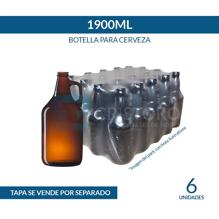 BOTELLA GROWLER VIDRIO 1,9Lts - PACK 6 UND.
