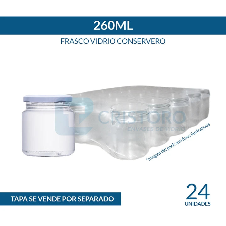 FRASCO VIDRIO CONSERVERO 260ml - PACK 36 UND.
