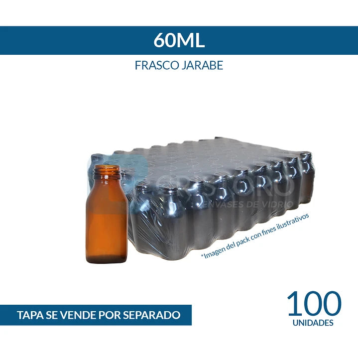FRASCO VIDRIO CORRIENTE TIPO JARABE  60ml - PACK 100 UND.