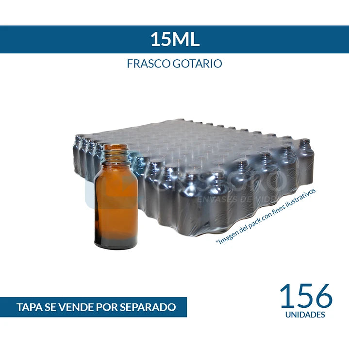 FRASCO VIDRIO GOTARIO ALEMÁN 15ml - PACK 156 UND.