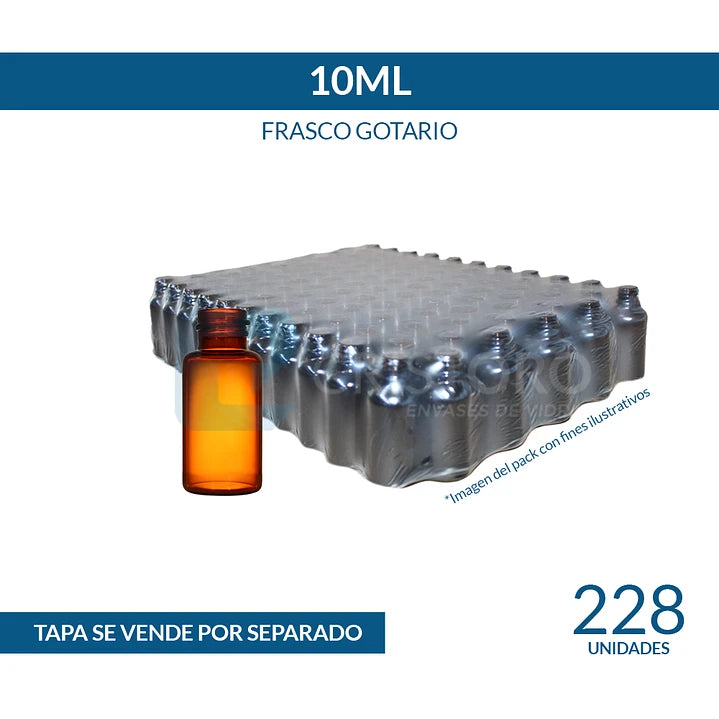 FRASCO GOTARIO VIDRIO AMBAR 10ml - PACK 228 UND.
