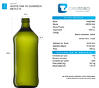 Botella de Vidrio Aceitera 1000 ml Verde Olivo Cilíndrica – Pack 15 Unidades