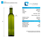 BOTELLA VIDRIO ACEITERA 500ml CUADRADA - PACK 35 UND.